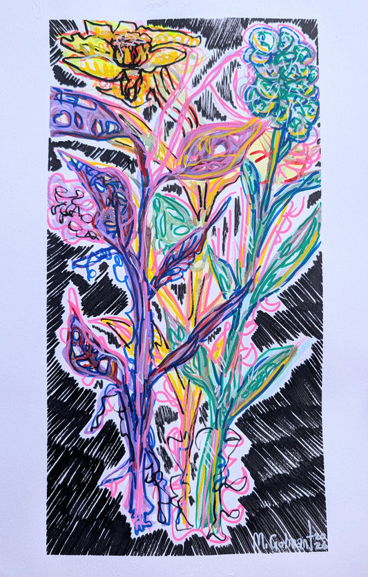 Cut Flowers 01 Mixed Media Painting